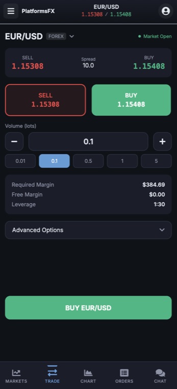PlatformsFX mobile trading app